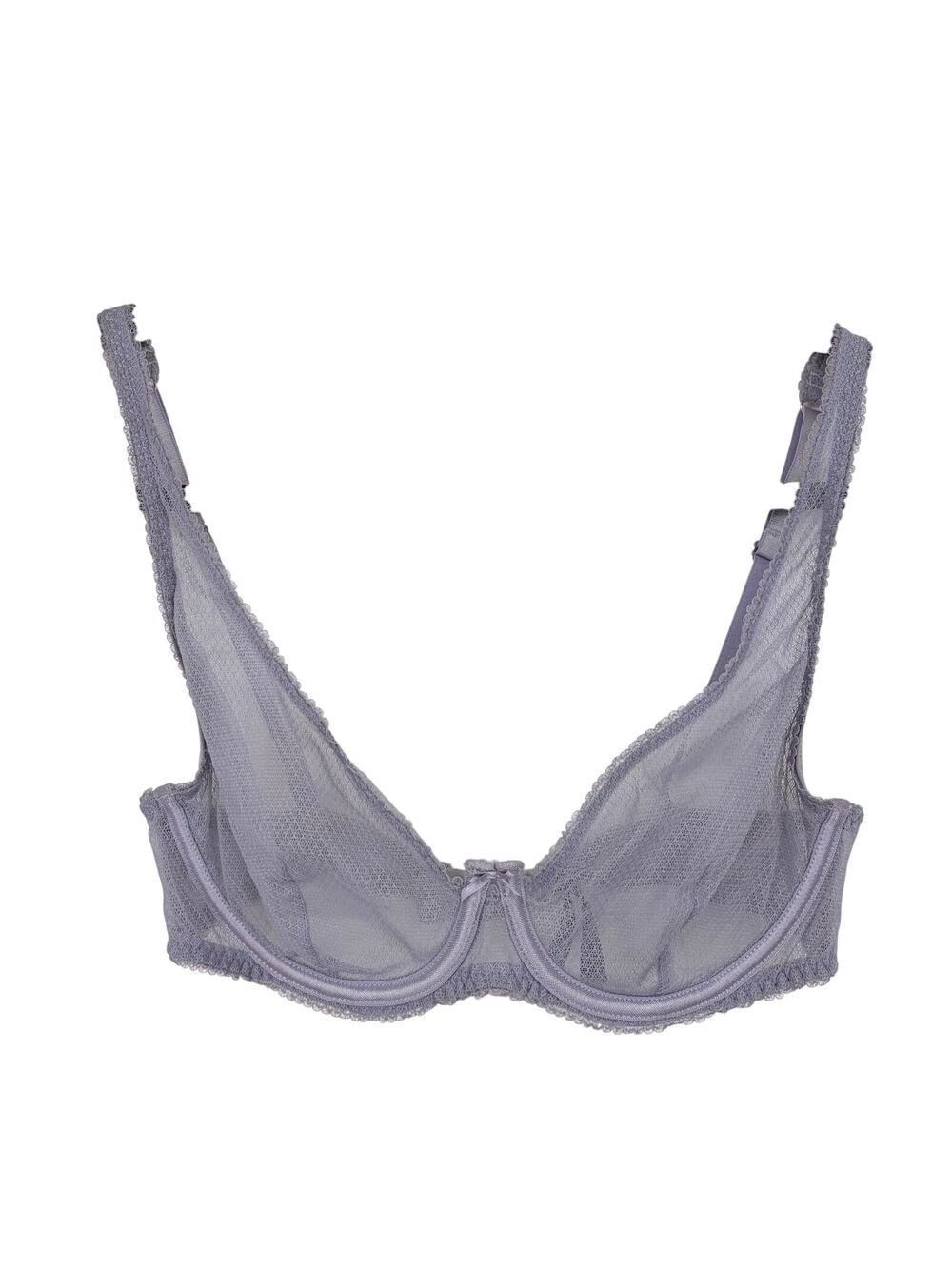 Journelle Purple Gray Romy Demi Sheer Lace Bra Size 34C